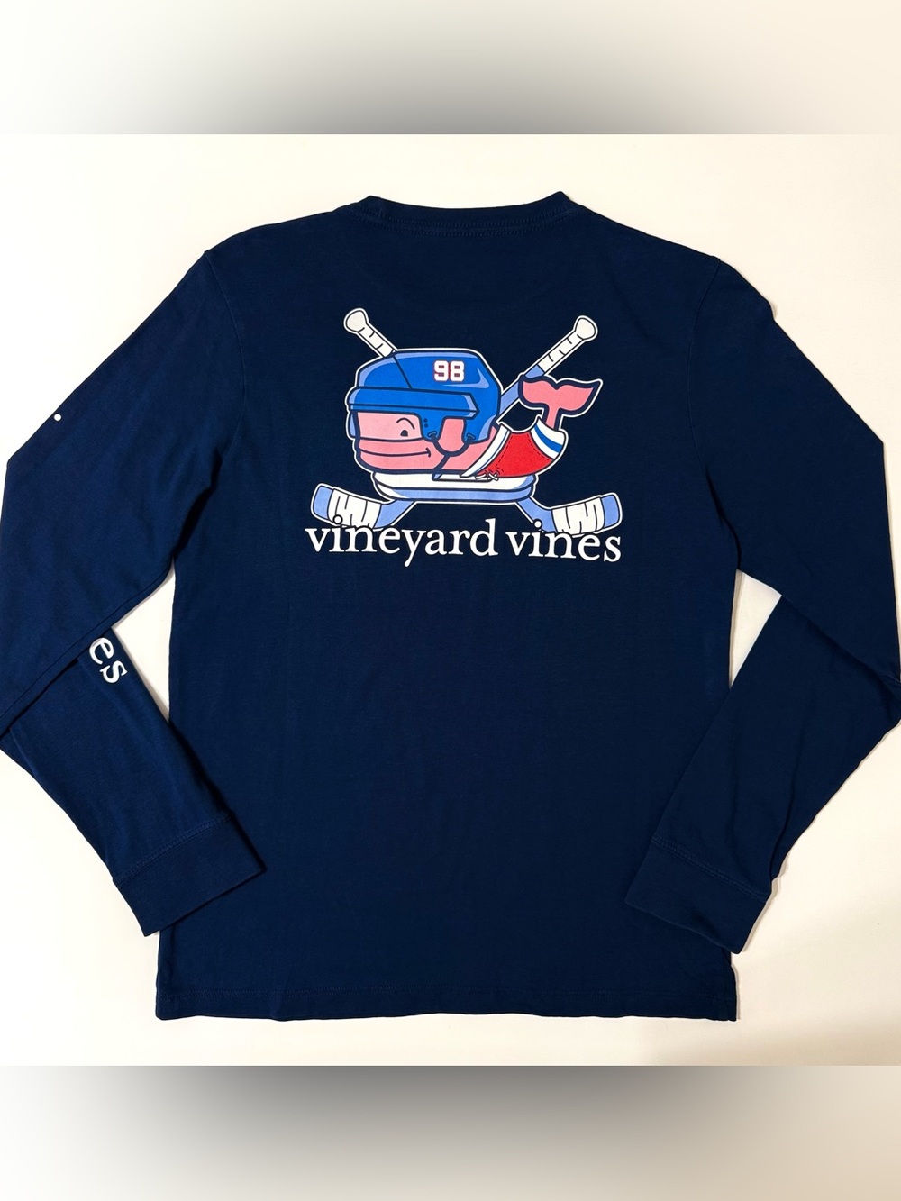 Vineyard Vines Boys Hockey Whale Long-Sleeve Pocket Tee - Med (12-14)